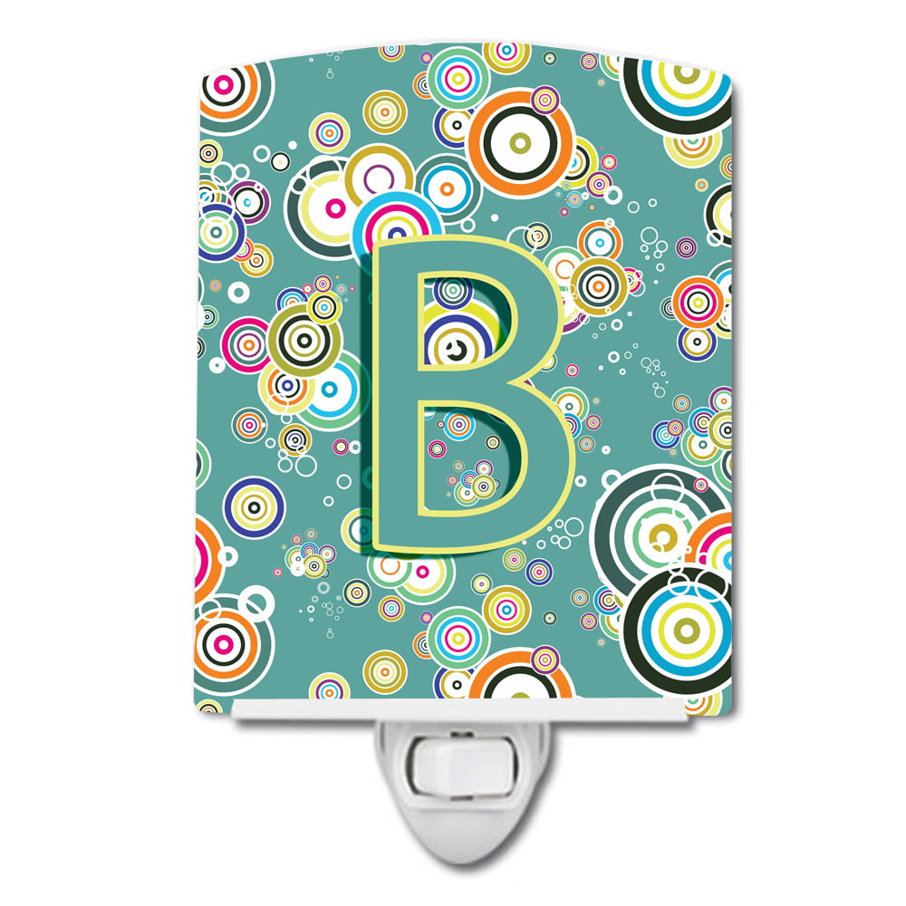 CJ2015-BCNL Letter B Circle Circle Teal Initial Alphabet Ceramic Night Light