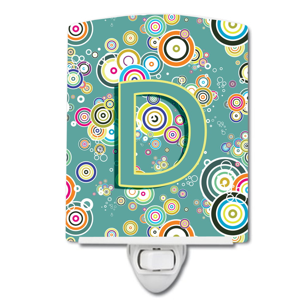 CJ2015-DCNL Letter D Circle Circle Teal Initial Alphabet Ceramic Night Light