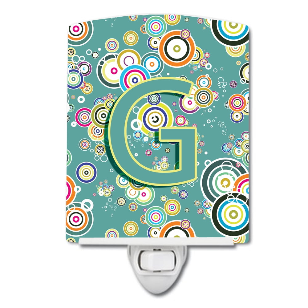 CJ2015-GCNL Letter G Circle Circle Teal Initial Alphabet Ceramic Night Light