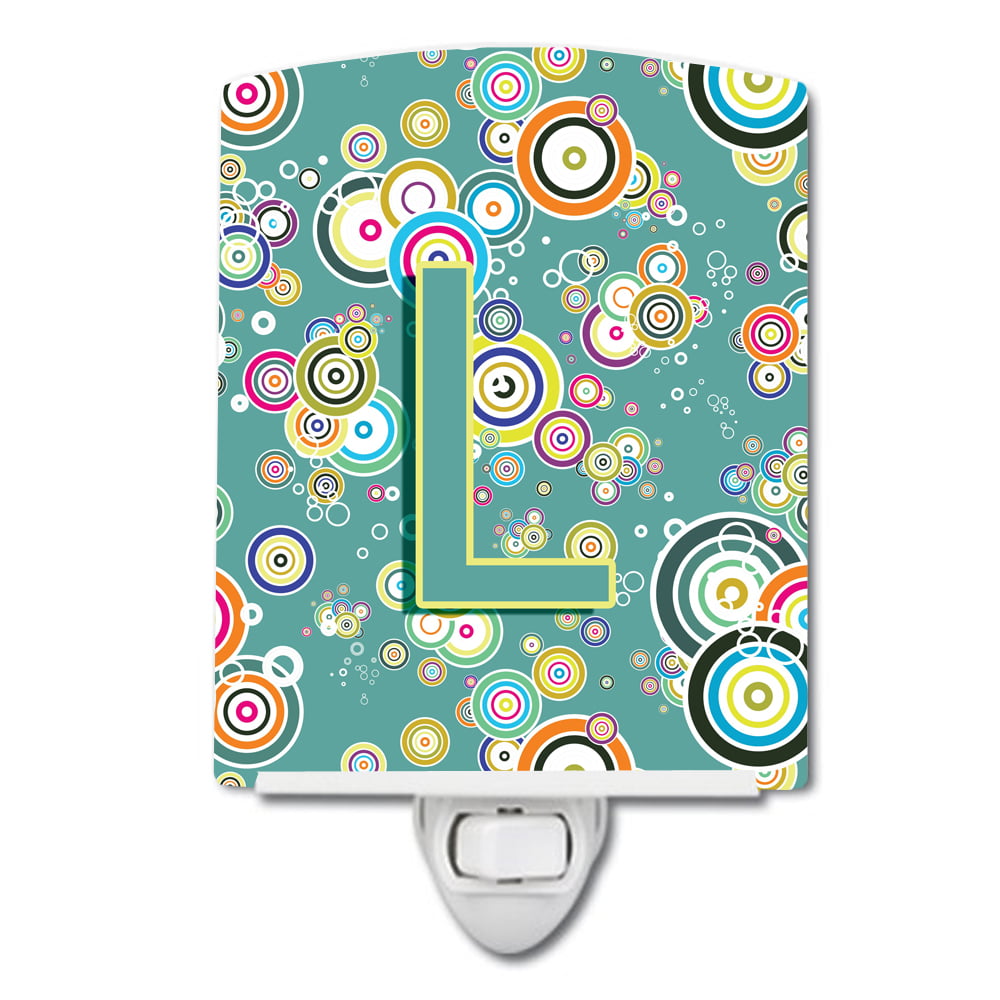 CJ2015-LCNL Letter L Circle Circle Teal Initial Alphabet Ceramic Night Light