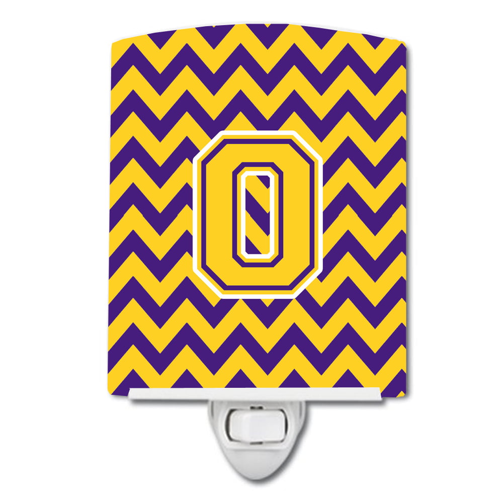 Letter O Chevron Purple & Gold Ceramic Night Light