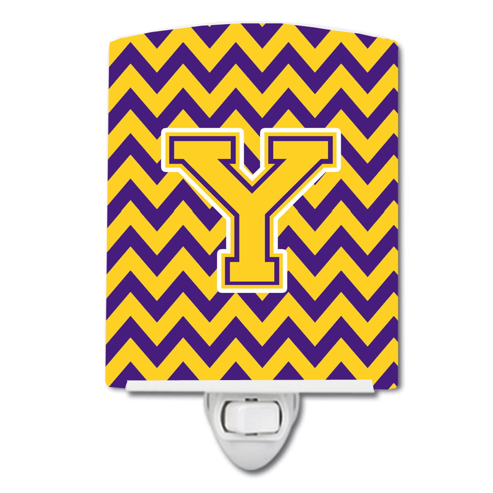 Letter Y Chevron Purple & Gold Ceramic Night Light