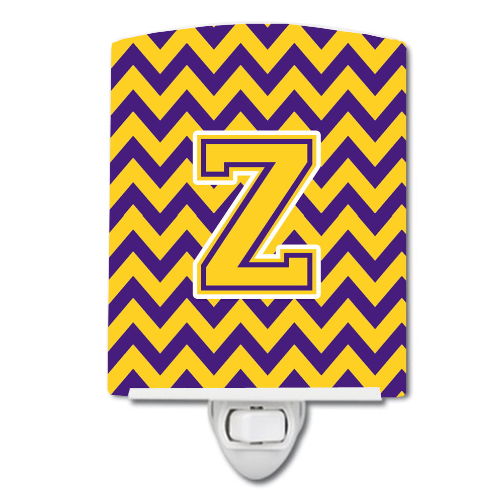 Letter Z Chevron Purple & Gold Ceramic Night Light