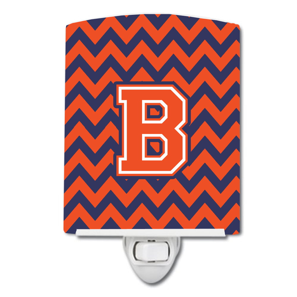 Letter B Chevron Orange & Blue Ceramic Night Light