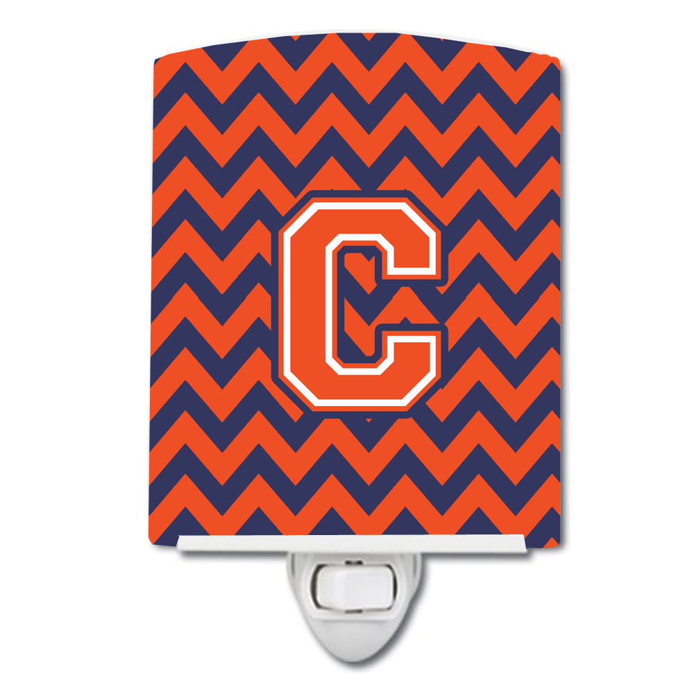 Letter C Chevron Orange & Blue Ceramic Night Light