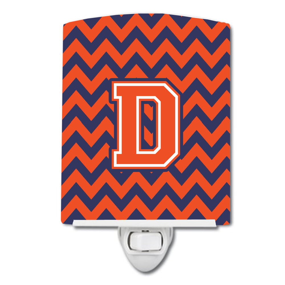 CJ1042-DCNL Letter D Chevron Orange & Blue Ceramic Night Light