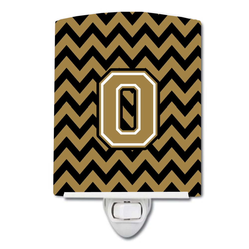 Letter O Chevron Black & Gold Ceramic Night Light