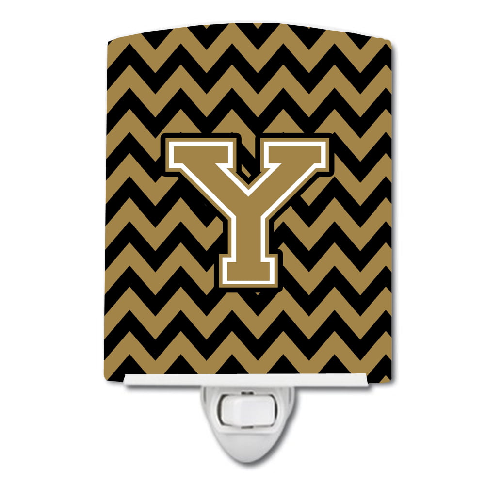 Letter Y Chevron Black & Gold Ceramic Night Light