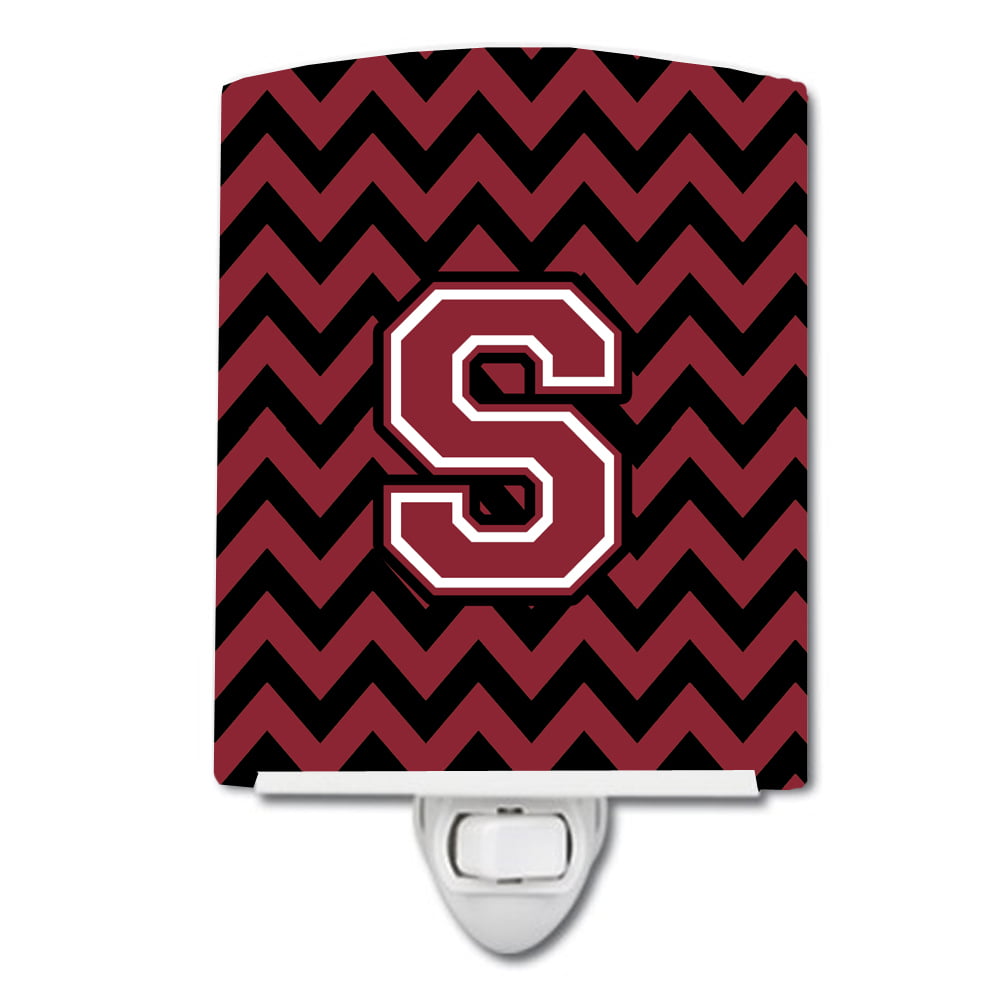 Letter S Chevron Garnet & Black Ceramic Night Light