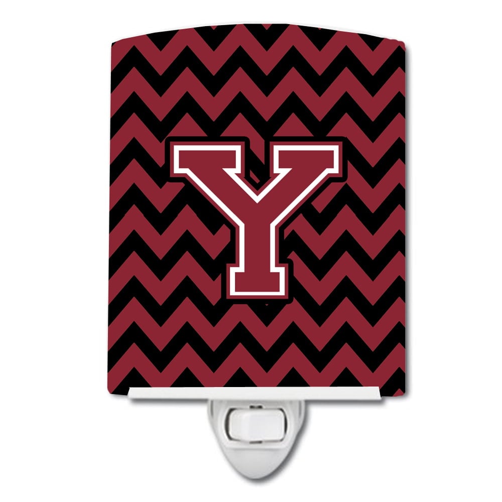 Letter Y Chevron Garnet & Black Ceramic Night Light