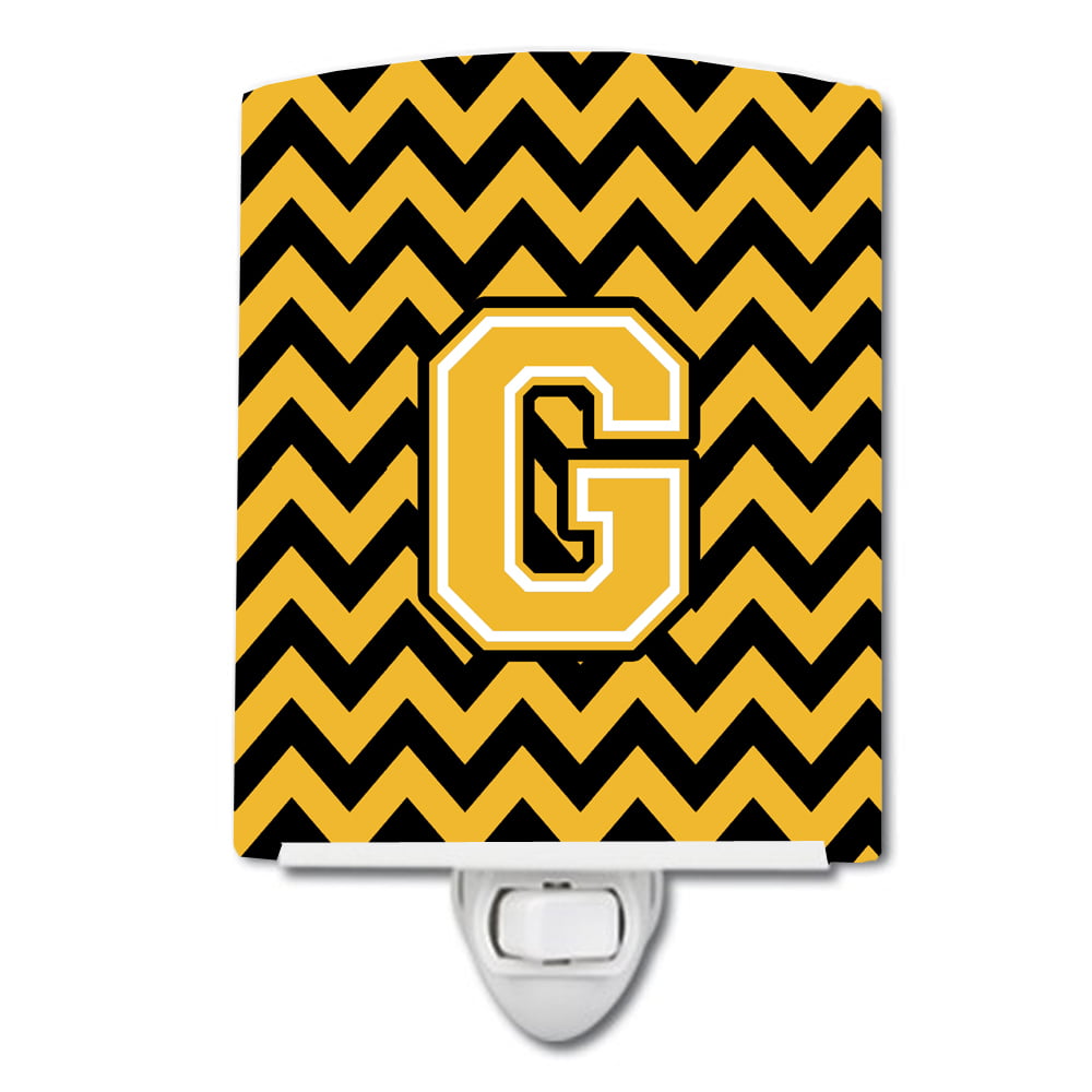 Letter G Chevron Black & Gold Ceramic Night Light