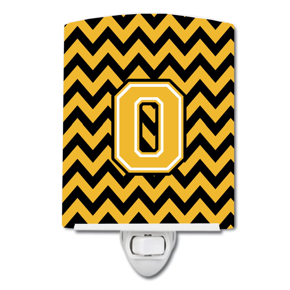 Letter O Chevron Black & Gold Ceramic Night Light