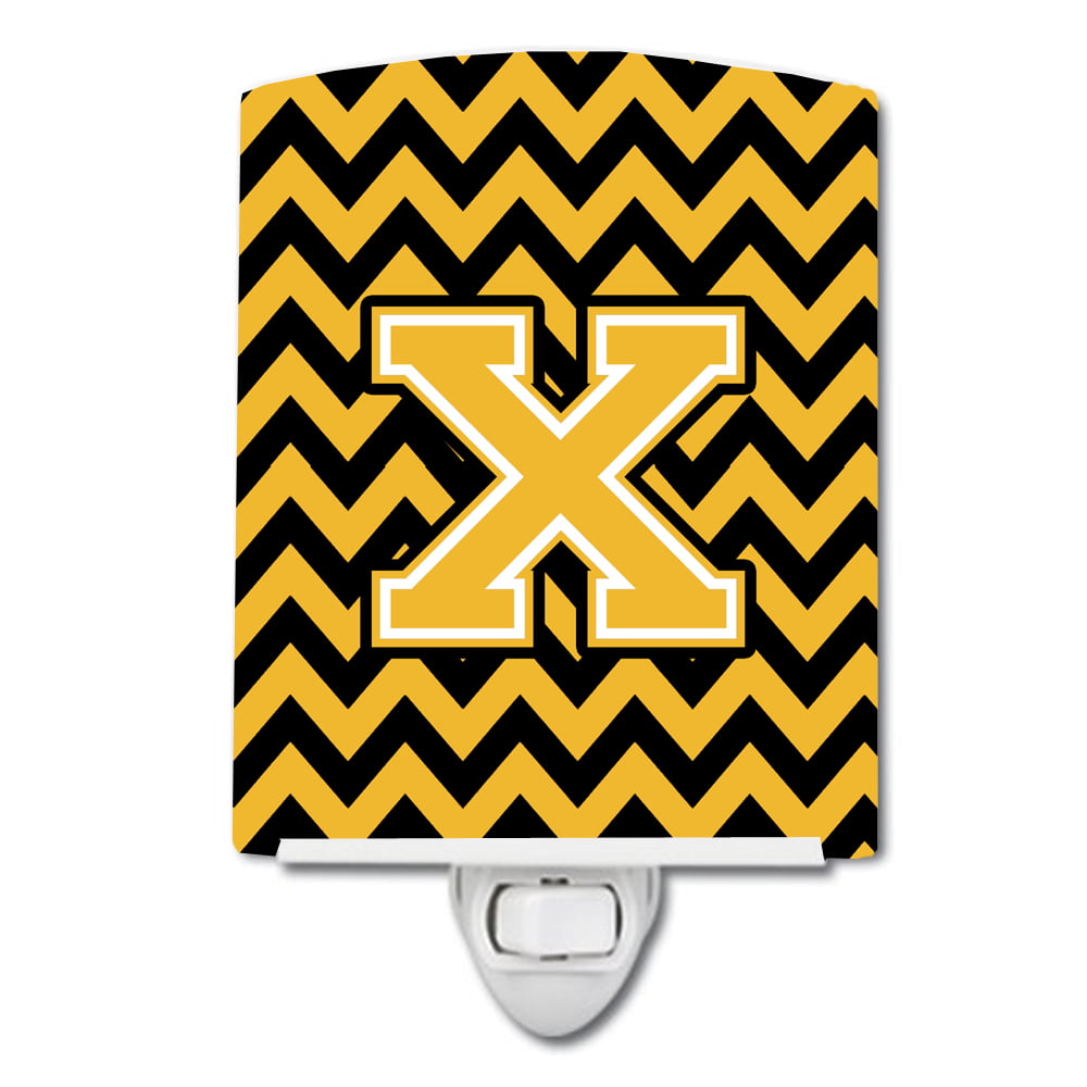 Letter X Chevron Black & Gold Ceramic Night Light