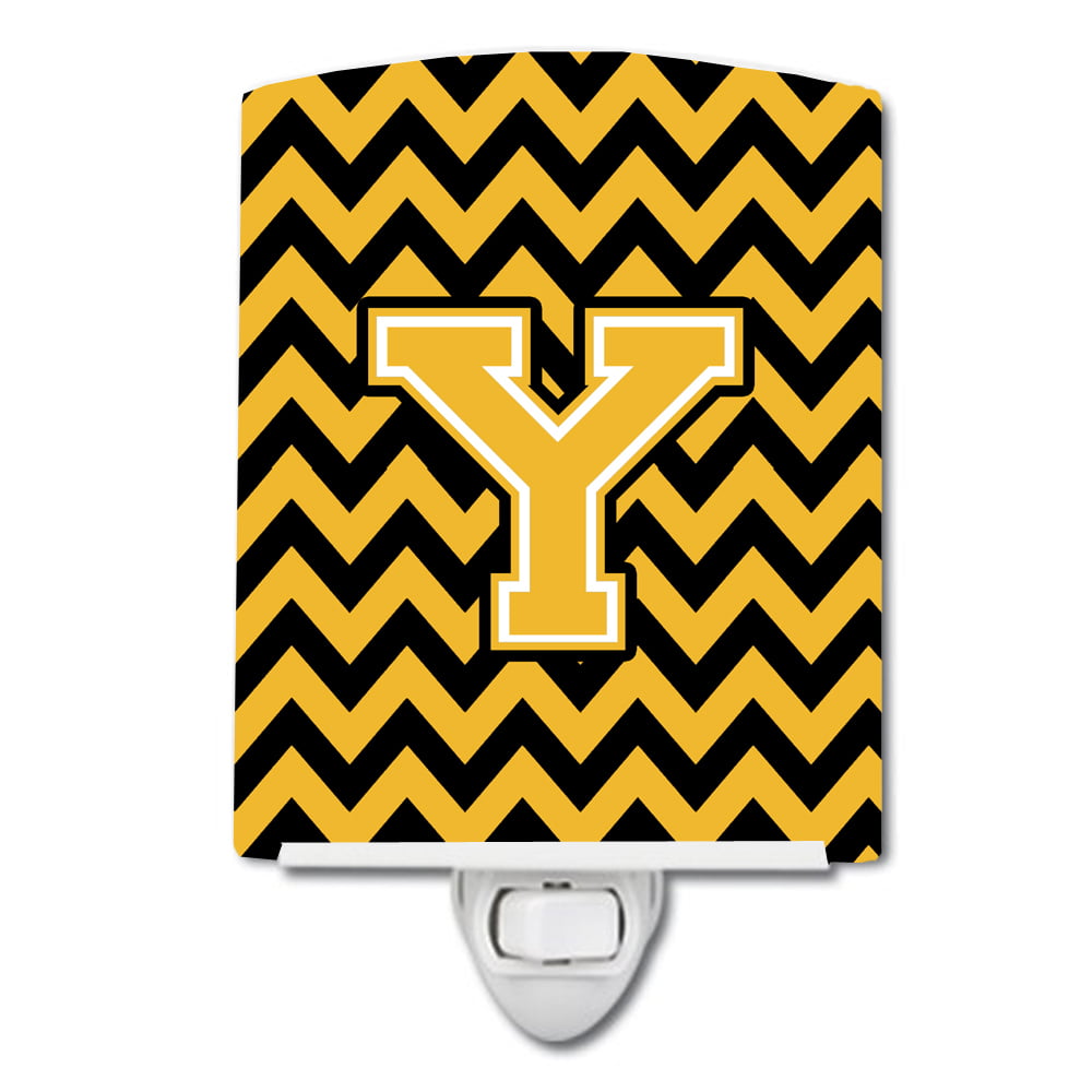 Letter Y Chevron Black & Gold Ceramic Night Light