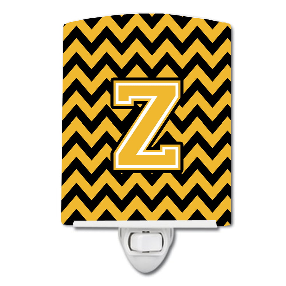 Letter Z Chevron Black & Gold Ceramic Night Light
