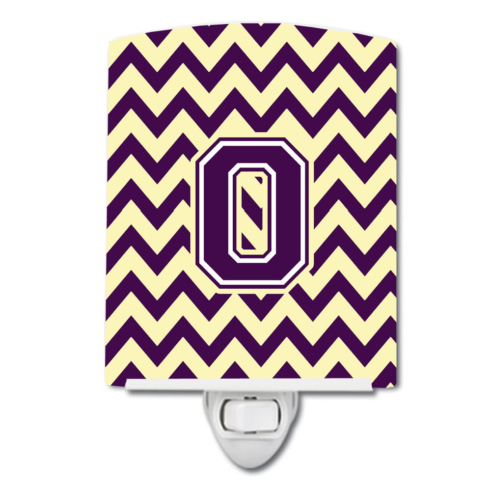 Letter O Chevron Purple & Gold Ceramic Night Light