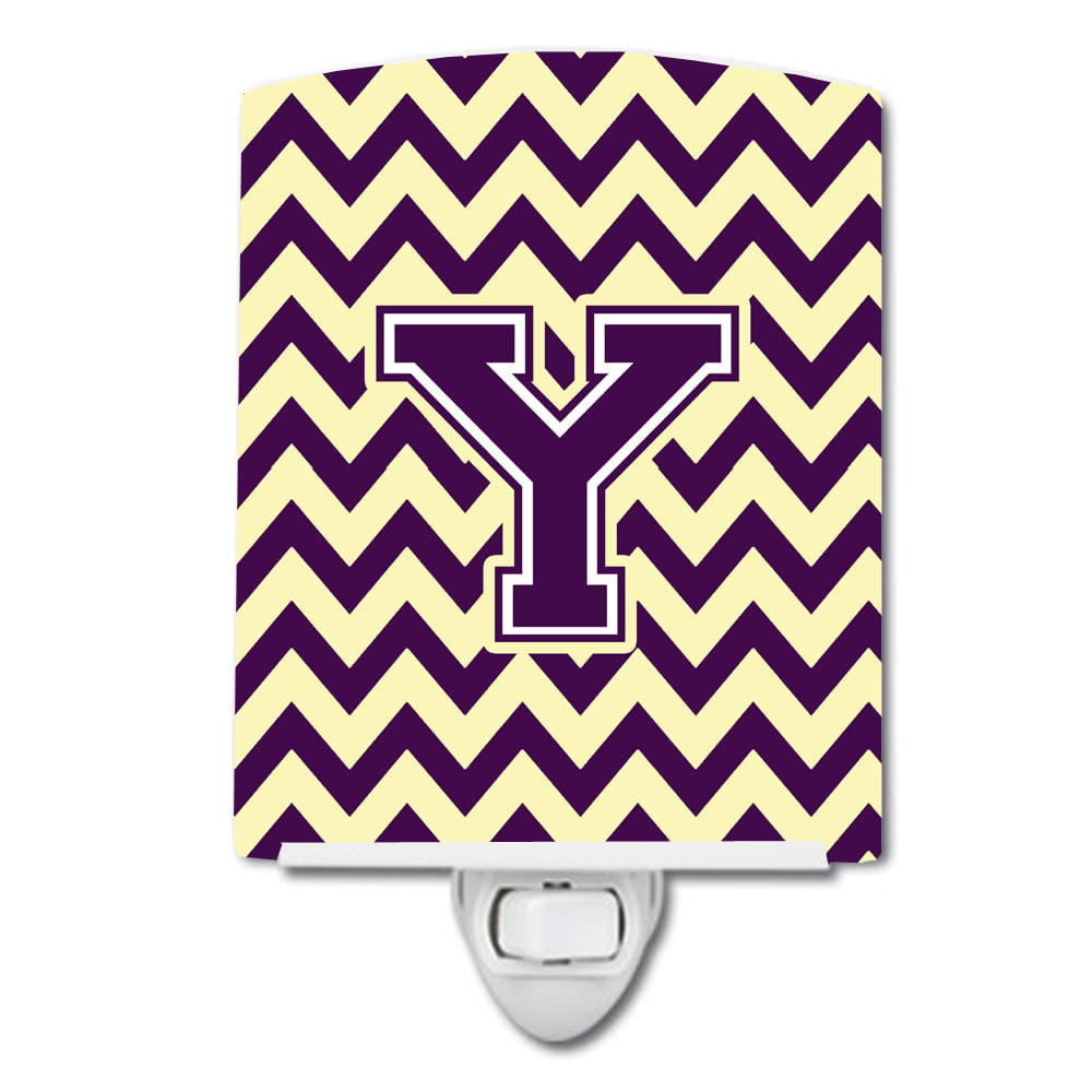Letter Y Chevron Purple & Gold Ceramic Night Light