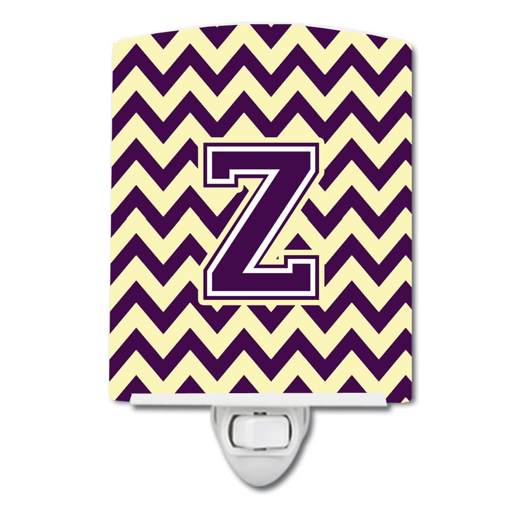 Letter Z Chevron Purple & Gold Ceramic Night Light