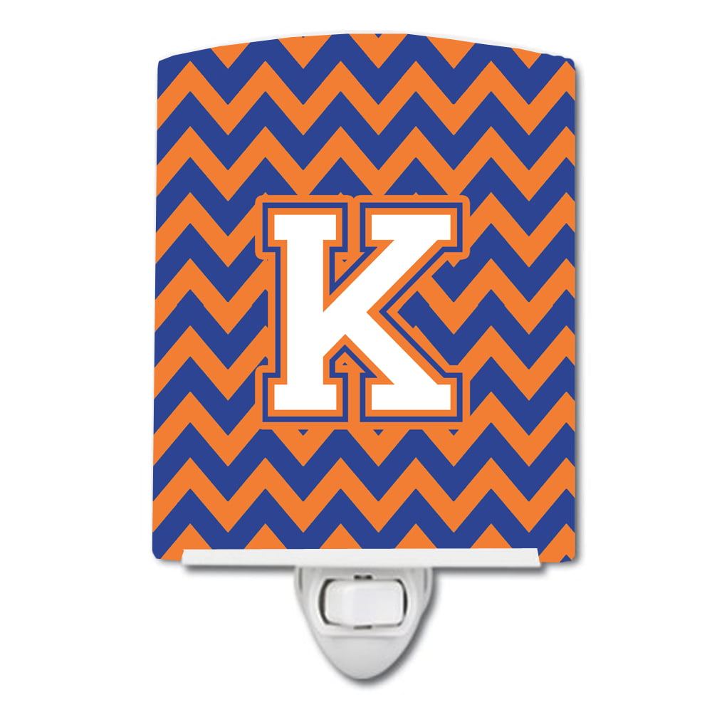 Letter K Chevron Blue & Orange No.3 Ceramic Night Light