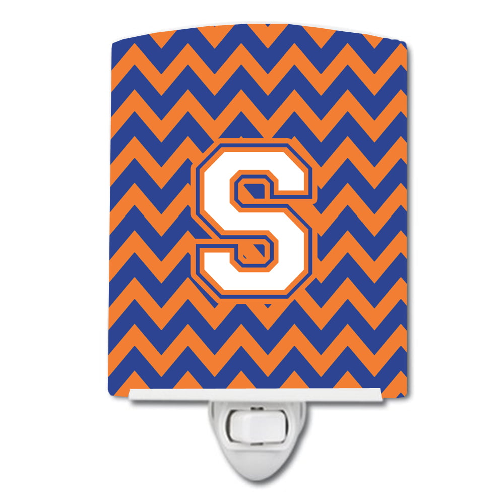 Letter S Chevron Blue & Orange No.3 Ceramic Night Light