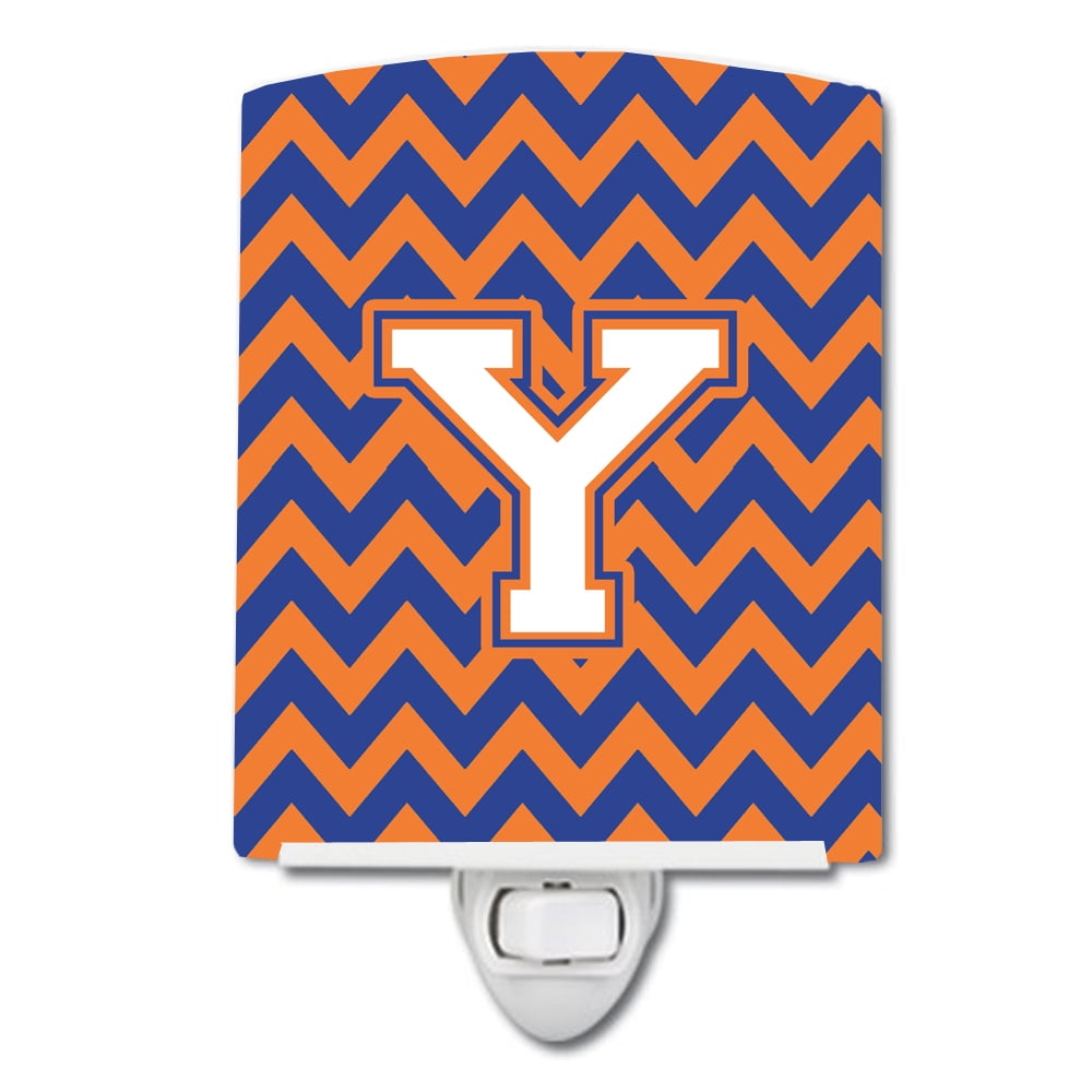 Letter Y Chevron Blue & Orange No.3 Ceramic Night Light