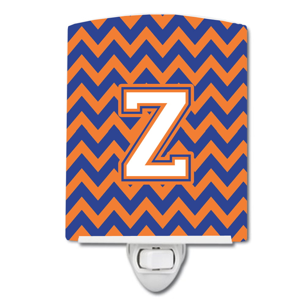 Letter Z Chevron Blue & Orange No.3 Ceramic Night Light