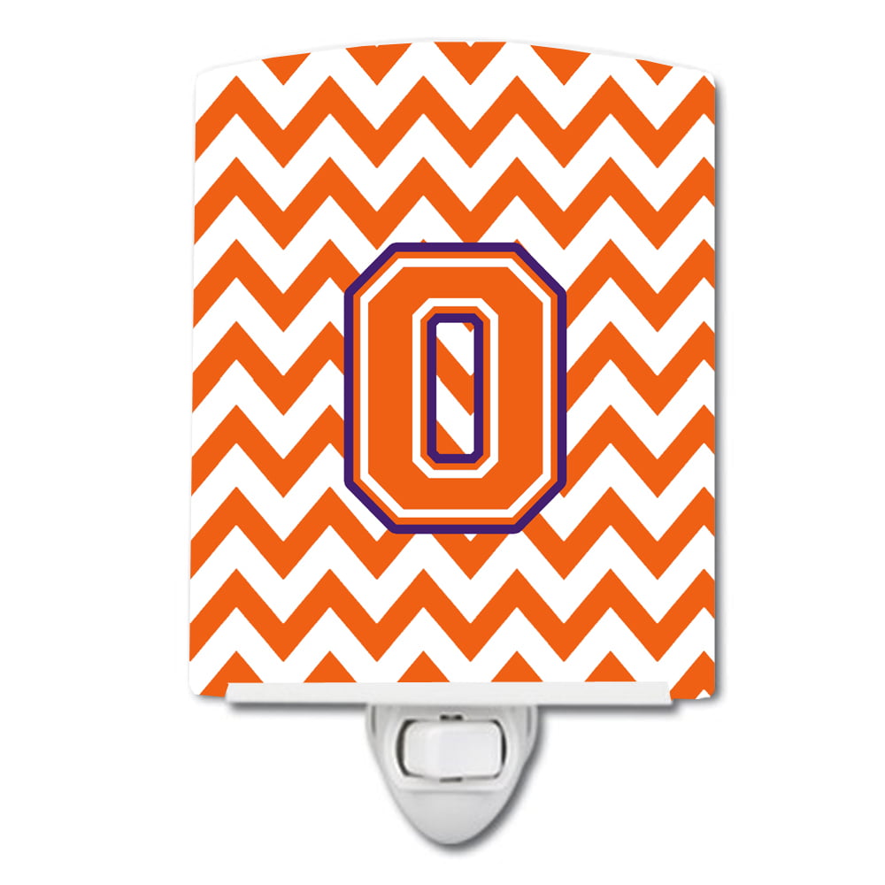 Letter O Chevron Orange & Regalia Ceramic Night Light