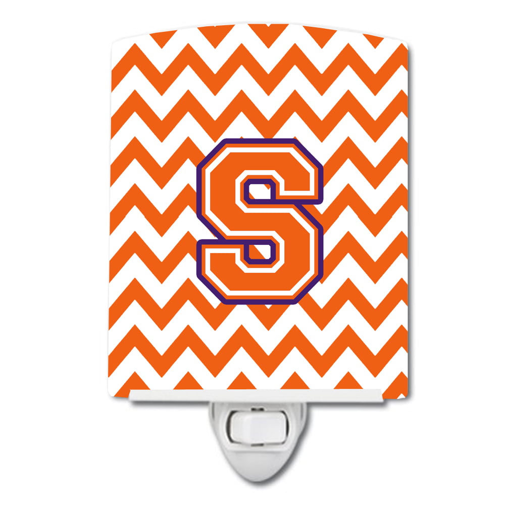 Letter S Chevron Orange & Regalia Ceramic Night Light