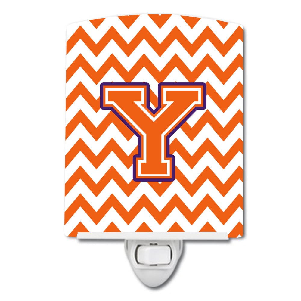 Letter Y Chevron Orange & Regalia Ceramic Night Light