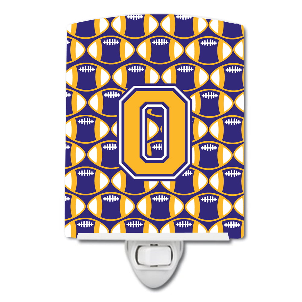 Letter O Football Purple & Gold Ceramic Night Light