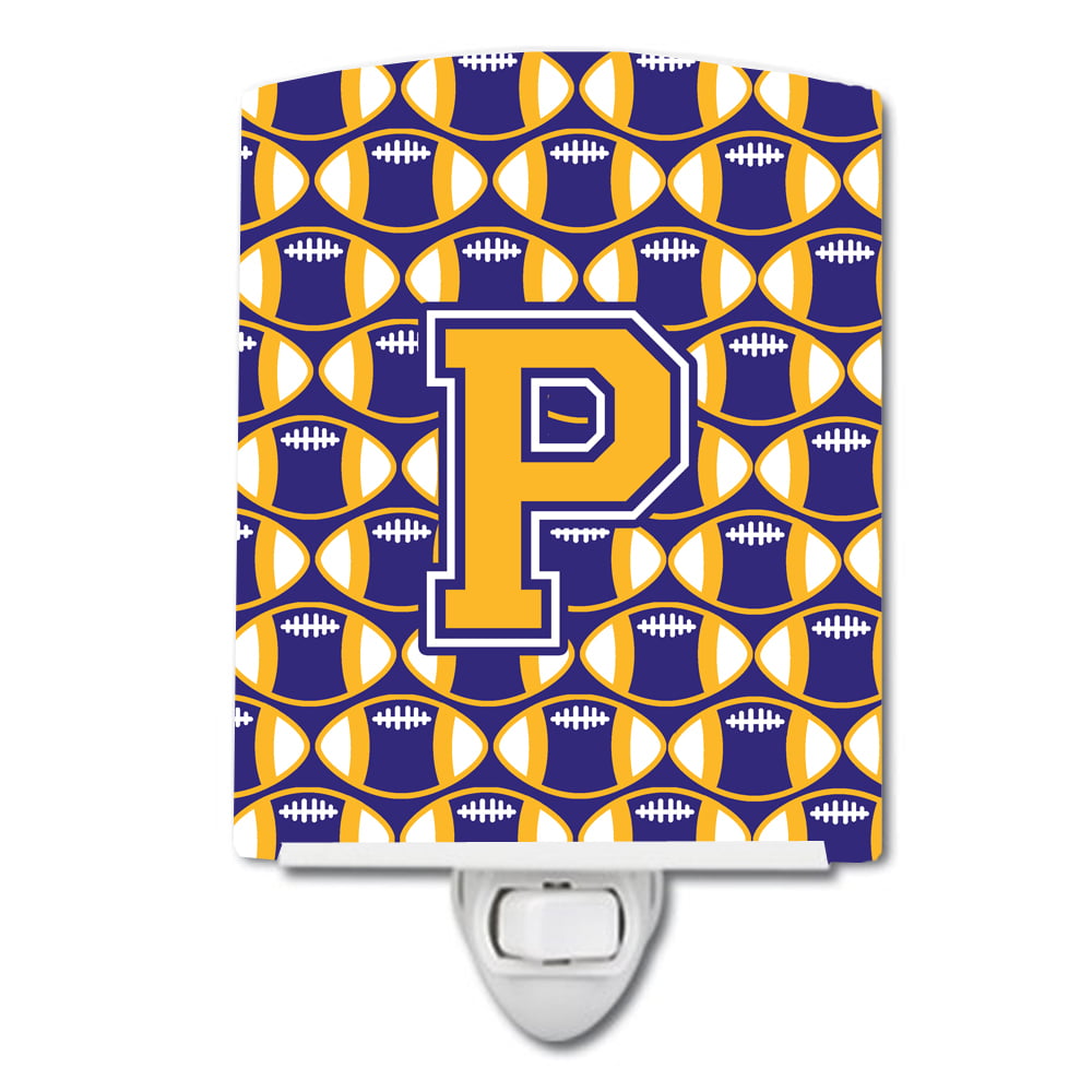 Letter P Football Purple & Gold Ceramic Night Light