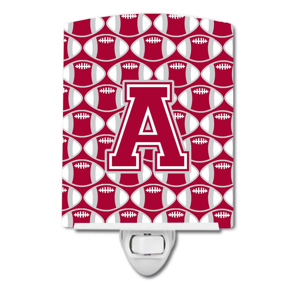 Letter A Football Crimson, Grey & White Ceramic Night Light