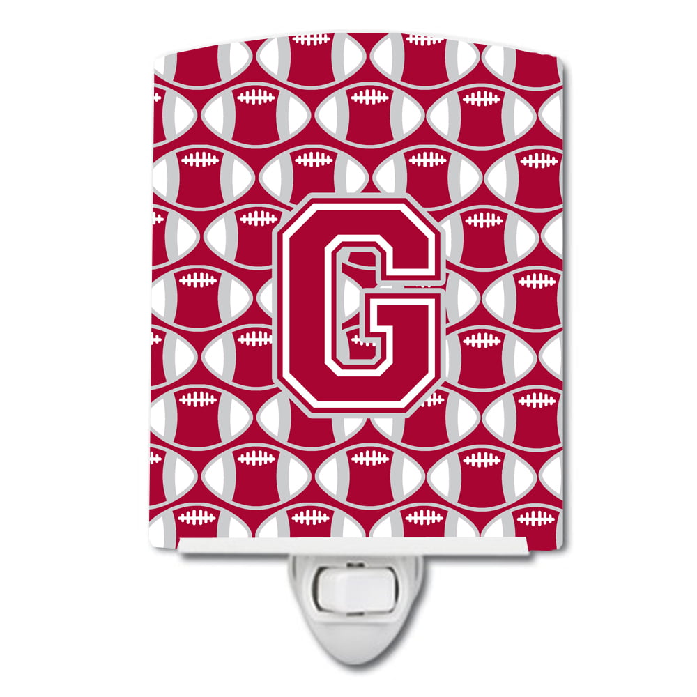 Letter G Football Crimson, Grey & White Ceramic Night Light
