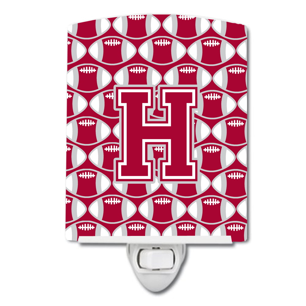Letter H Football Crimson, Grey & White Ceramic Night Light
