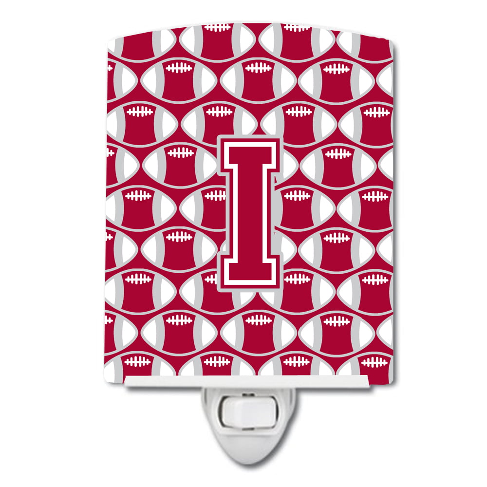 Letter I Football Crimson, Grey & White Ceramic Night Light