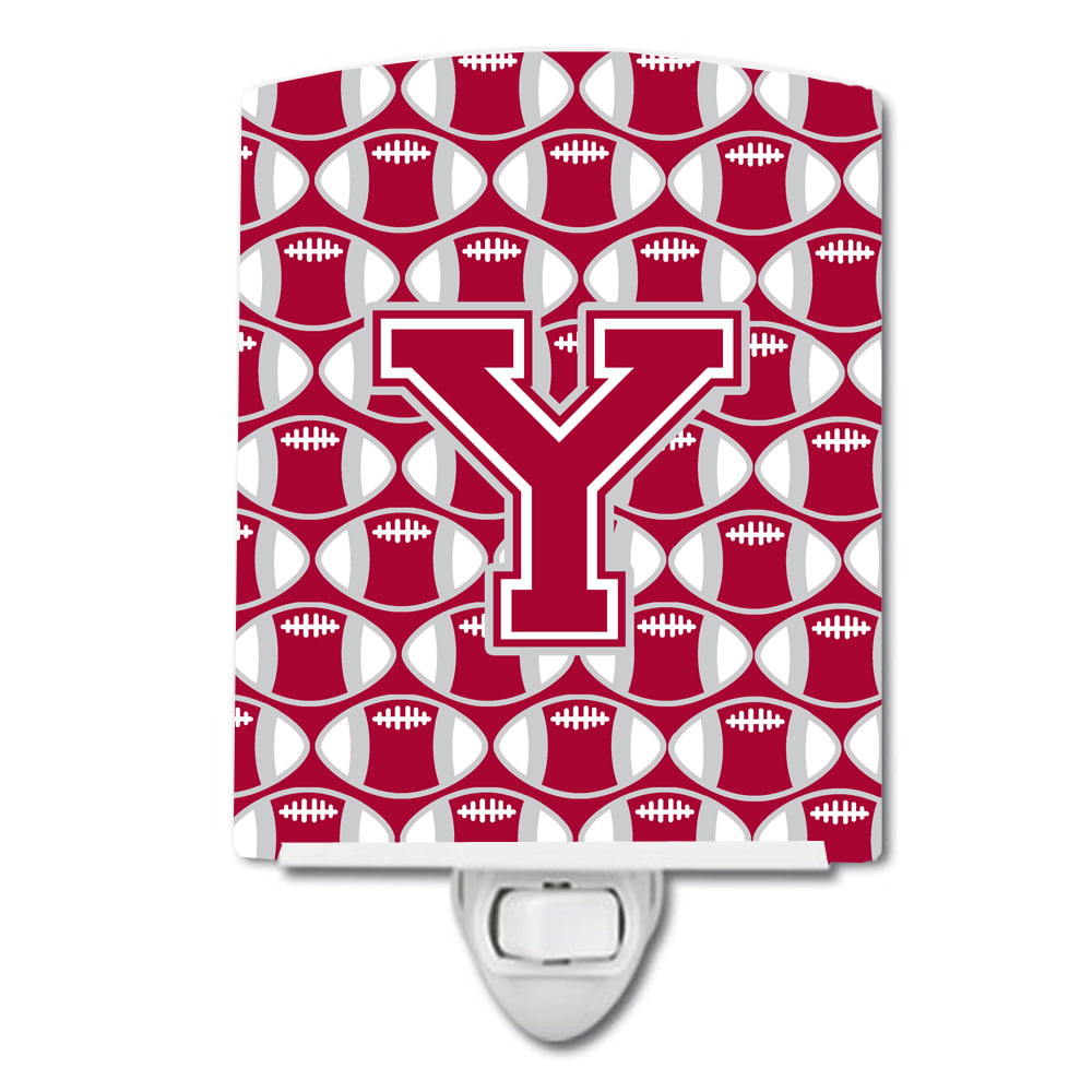 Letter Y Football Crimson, Grey & White Ceramic Night Light