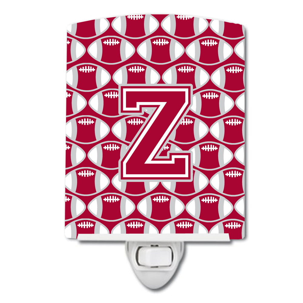 Letter Z Football Crimson, Grey & White Ceramic Night Light