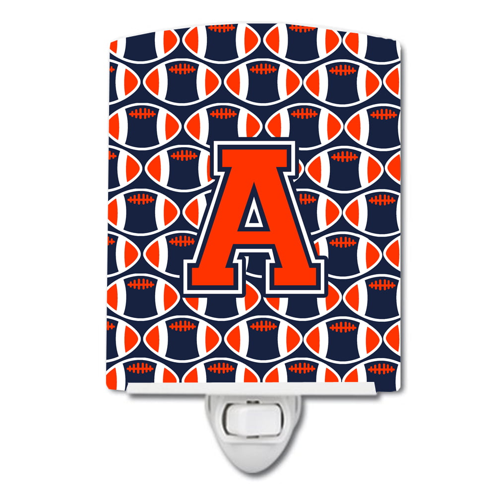 Letter A Football Orange, Blue & White Ceramic Night Light