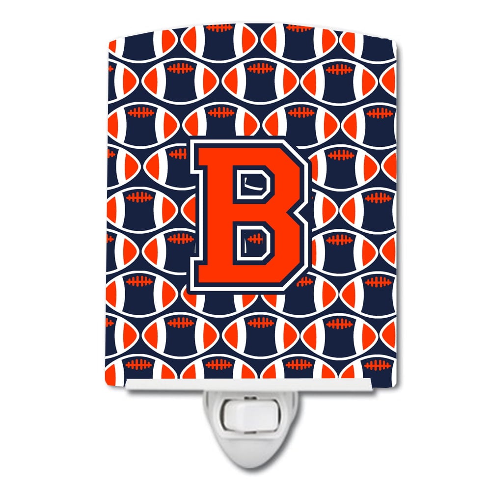 Letter B Football Orange, Blue & White Ceramic Night Light