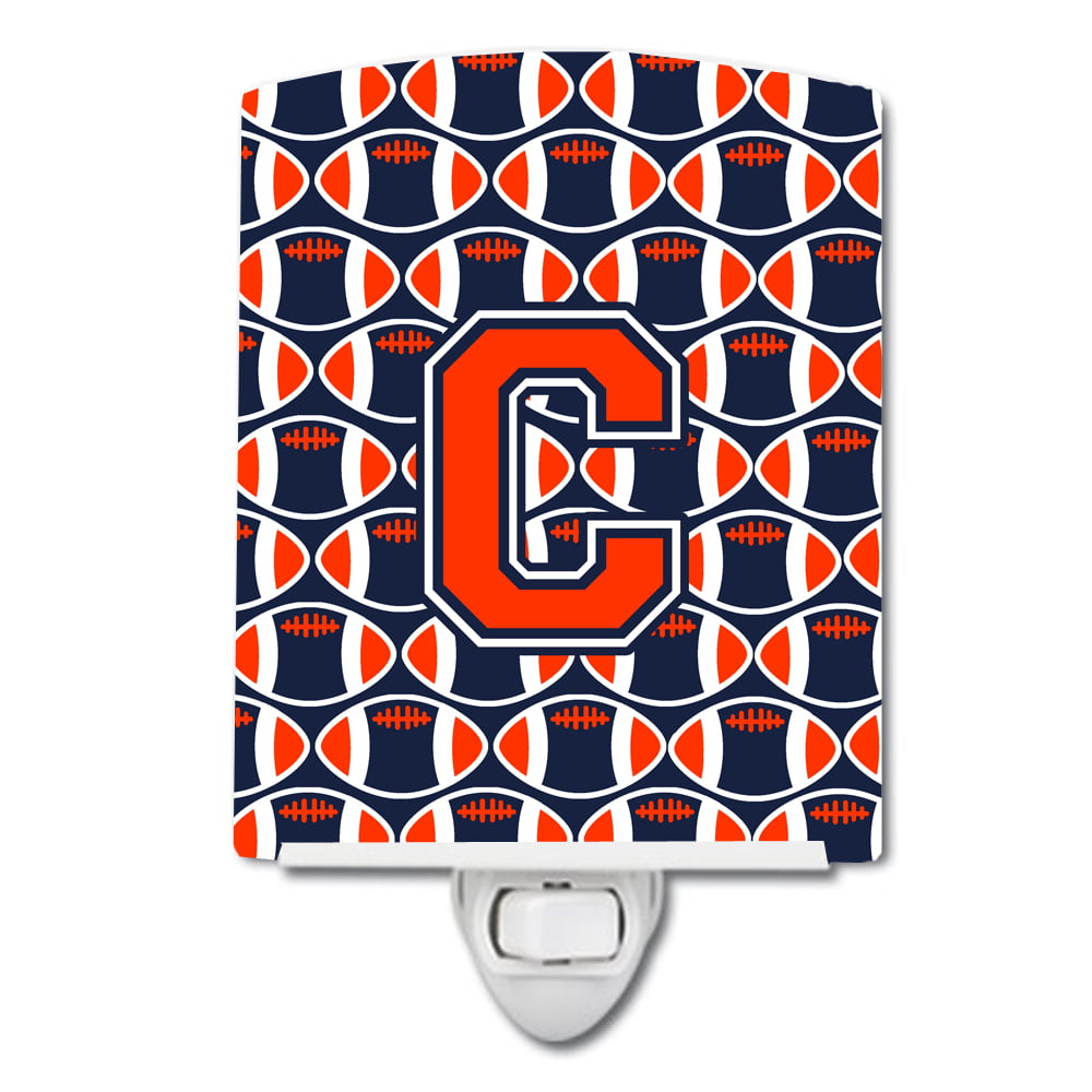 Letter C Football Orange, Blue & White Ceramic Night Light