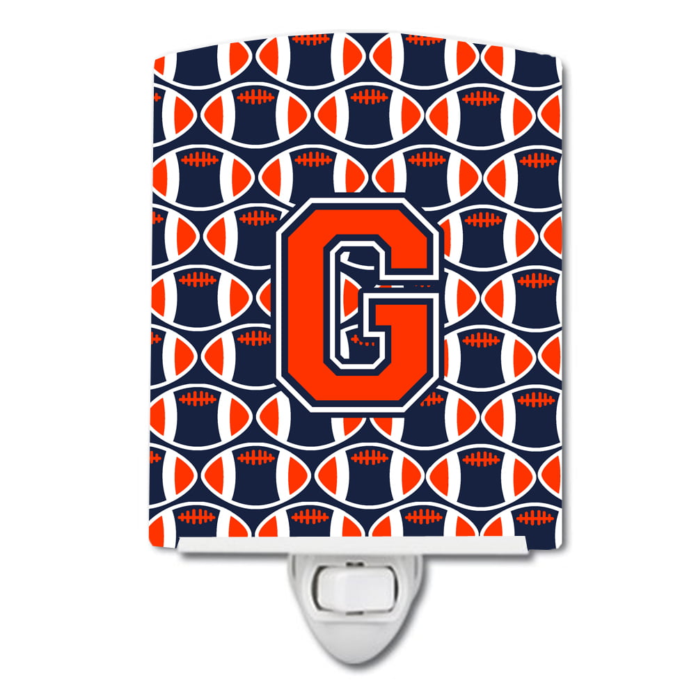 Letter G Football Orange, Blue & White Ceramic Night Light