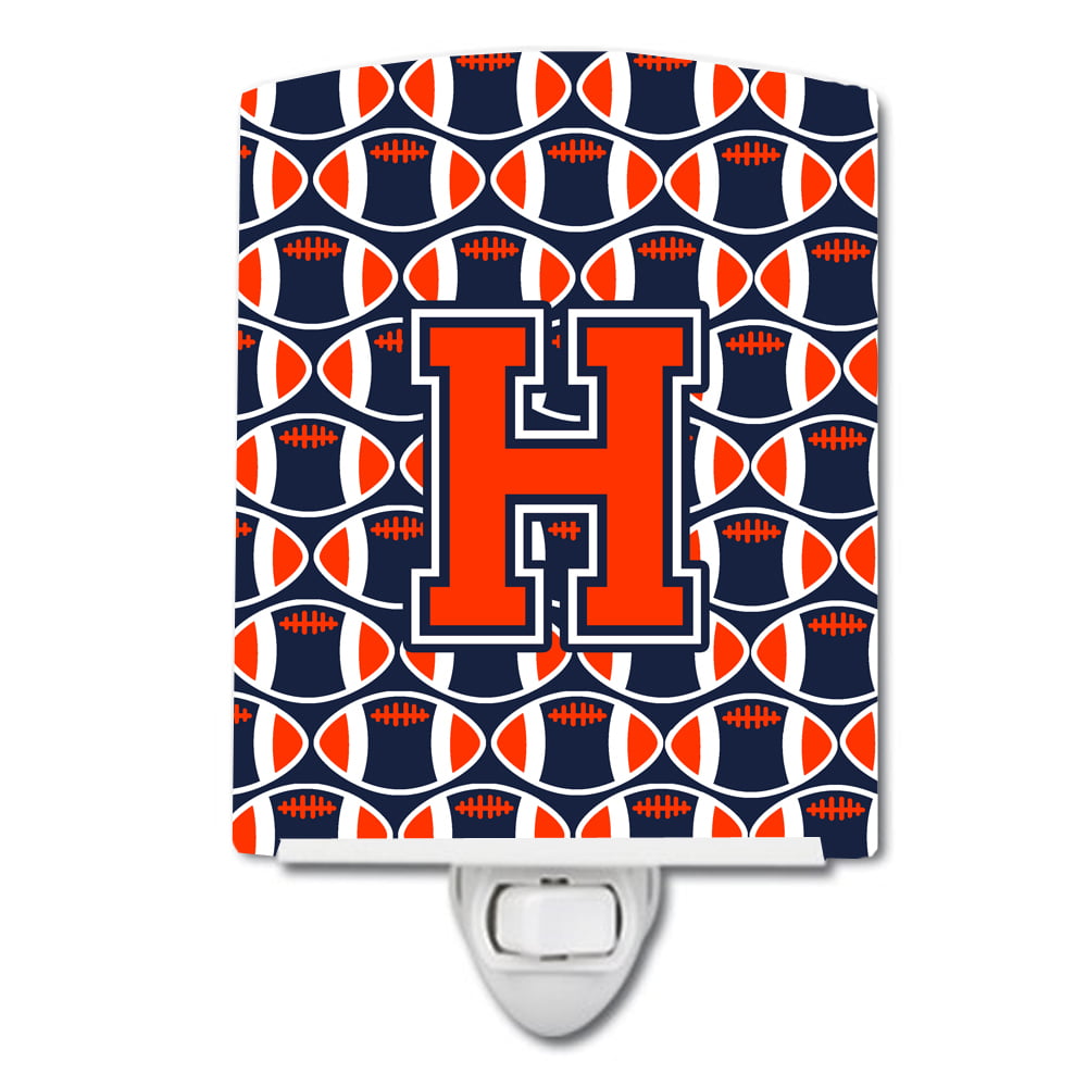 Letter H Football Orange, Blue & White Ceramic Night Light