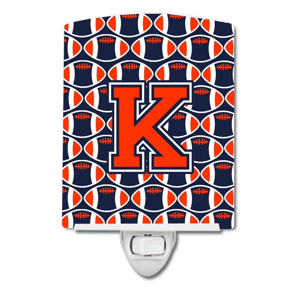 Letter K Football Orange, Blue & White Ceramic Night Light