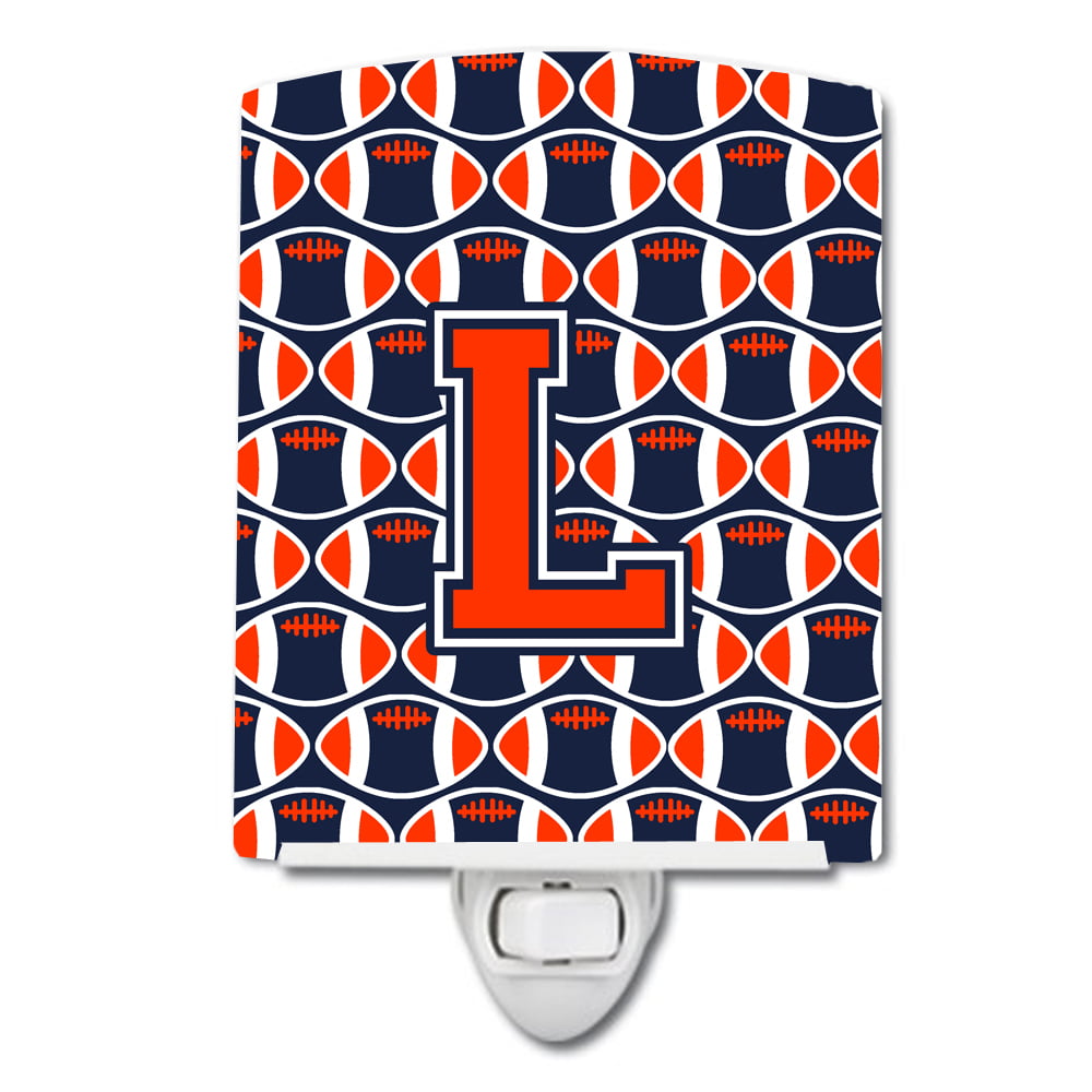 Letter L Football Orange, Blue & White Ceramic Night Light