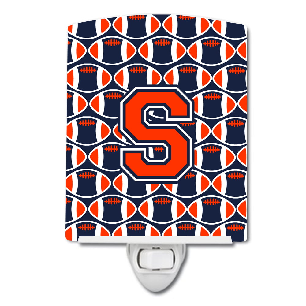 Letter S Football Orange, Blue & White Ceramic Night Light