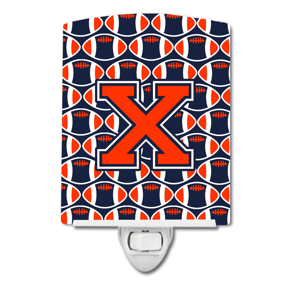 Letter X Football Orange, Blue & White Ceramic Night Light