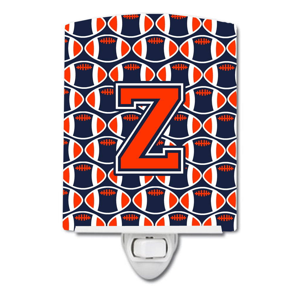 Letter Z Football Orange, Blue & White Ceramic Night Light