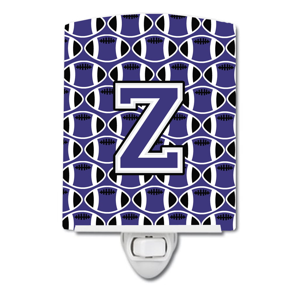Letter Z Football Purple & White Ceramic Night Light