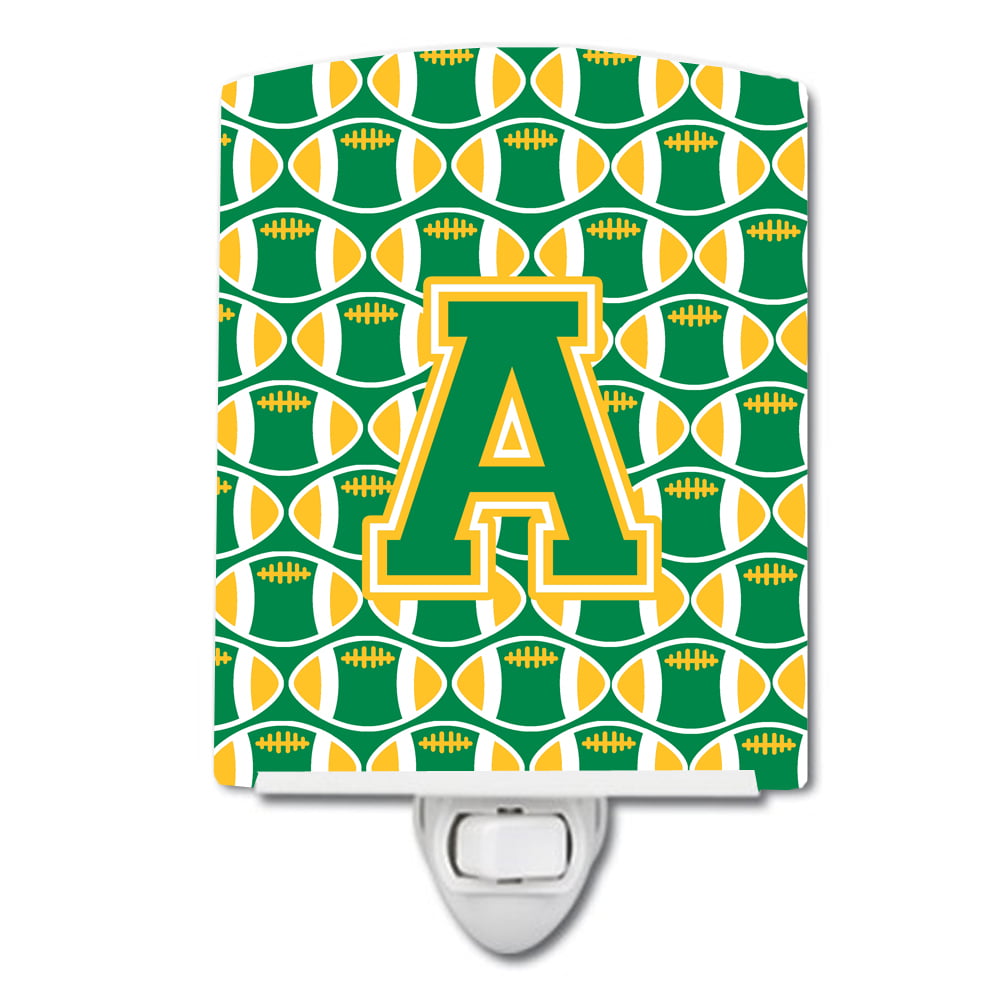 Letter A Football Green & Gold Ceramic Night Light