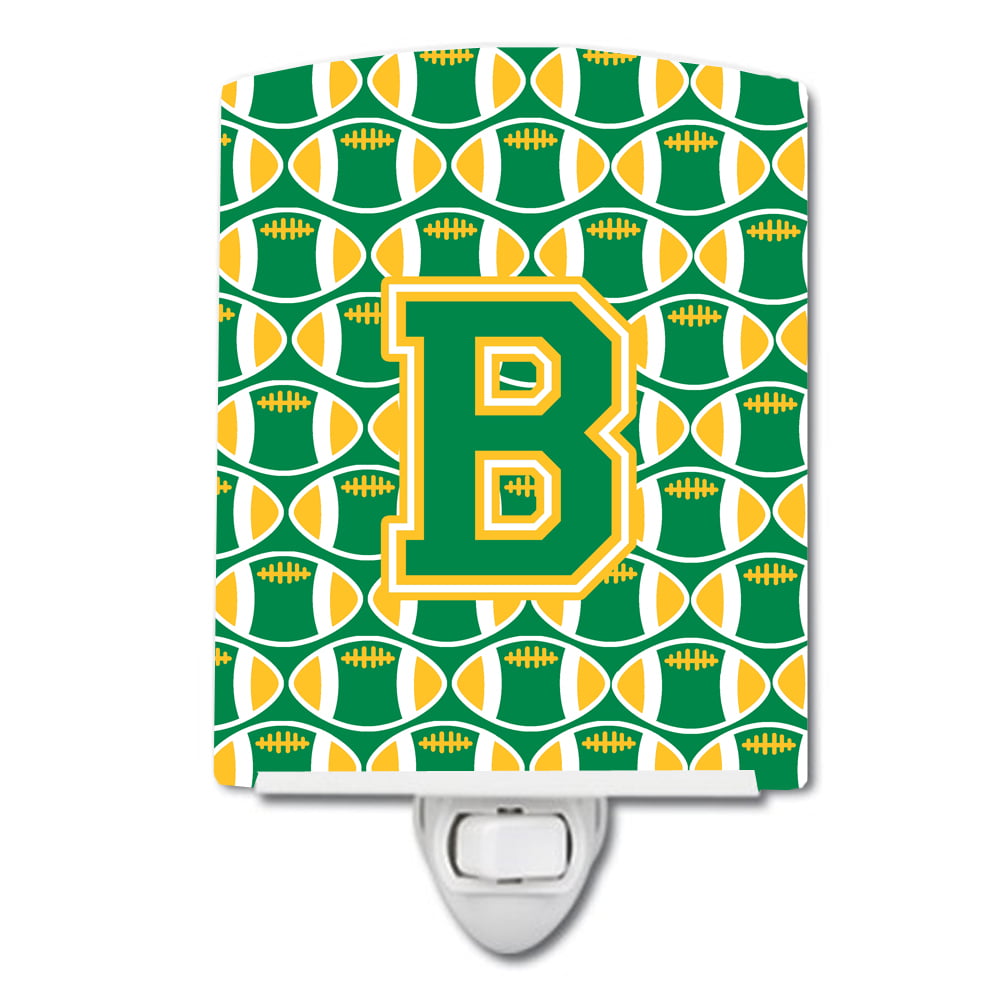 Letter B Football Green & Gold Ceramic Night Light